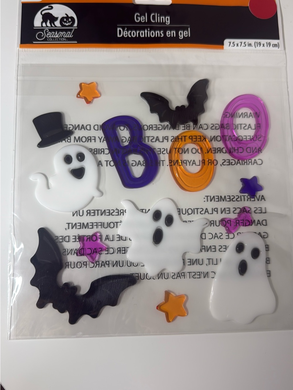 Halloween Gel Cling Decorations - White Ghosts & Black Bats